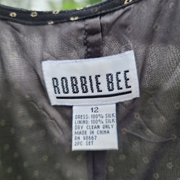 Vintage Robbie Bee Black and White Silk Polka Dot Maxi Sleeveless Dress - Picture 5 of 5